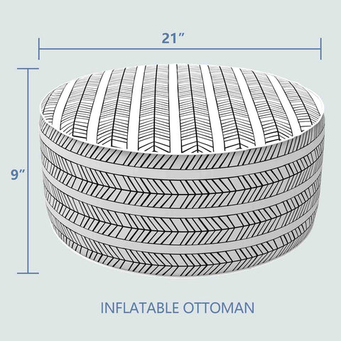Inflatable Ottoman Herringbone Black White size