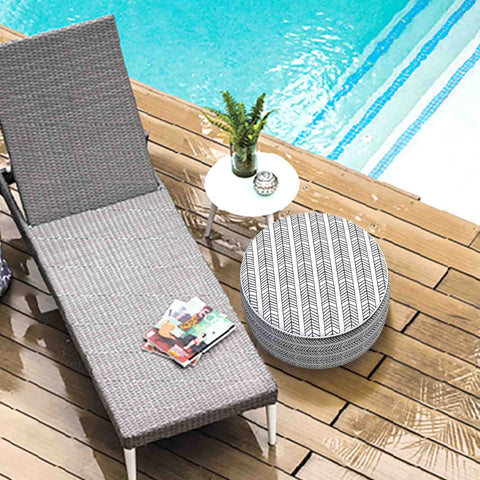 Inflatable Ottoman Herringbone Black White in pool
