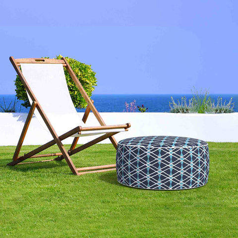 Inflatable Ottoman Navy Bownot in garden