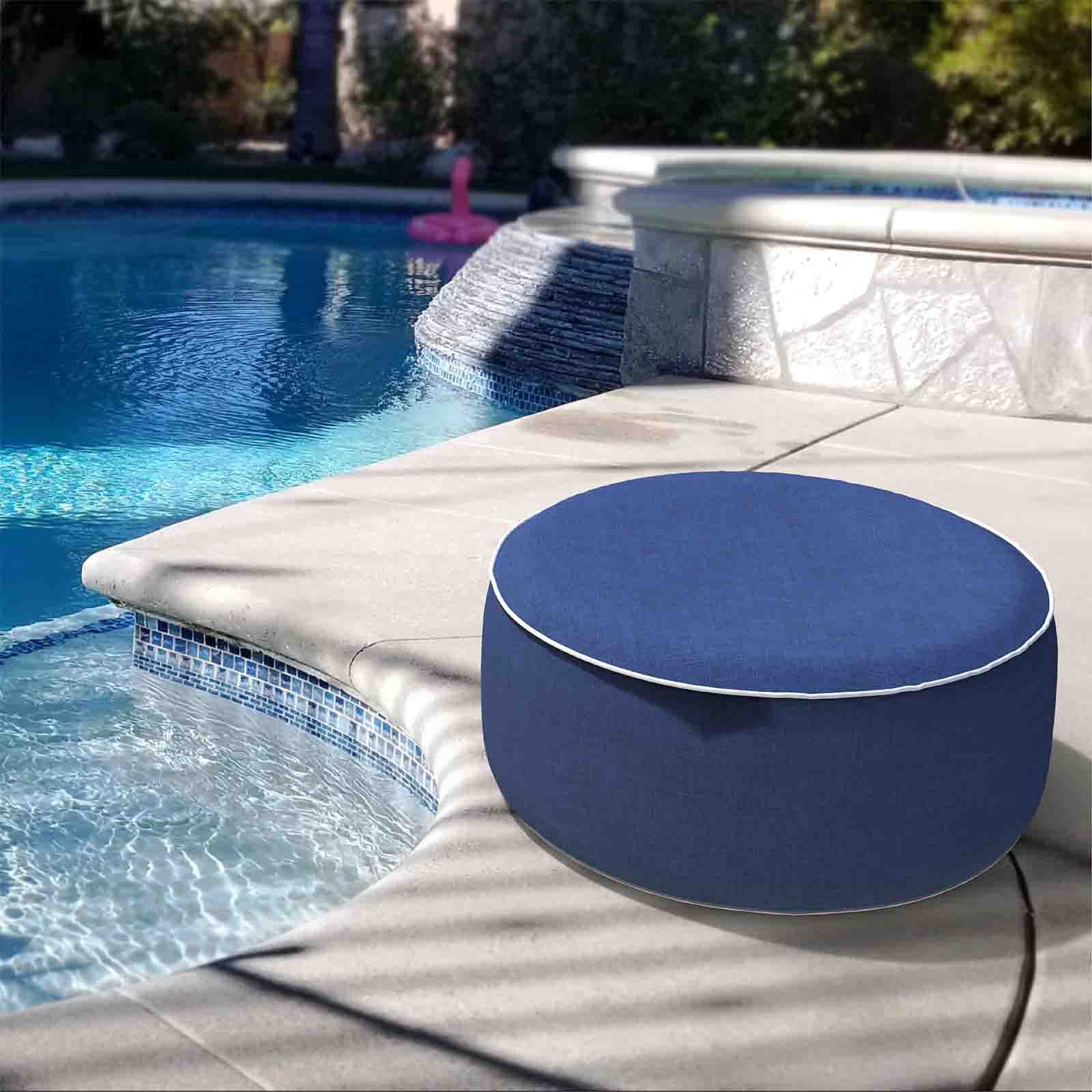 Inflatable Ottoman Navy Textured in pool