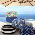 Inflatable Ottoman Paisley Blue Outdoor