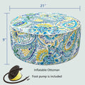 Inflatable Ottoman Size Paisley Blue