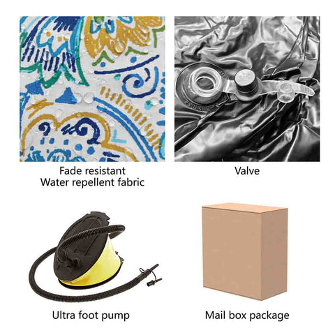 Inflatable Ottoman Package Paisley Blue