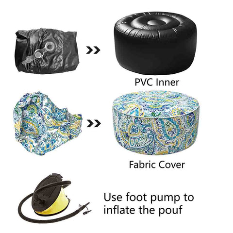 Inflatable Ottoman Parts Paisley Blue