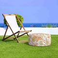 Inflatable Ottoman Paisley White Red in garden