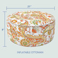 Inflatable Ottoman Paisley White Red size
