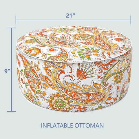 Inflatable Ottoman Paisley White Red size