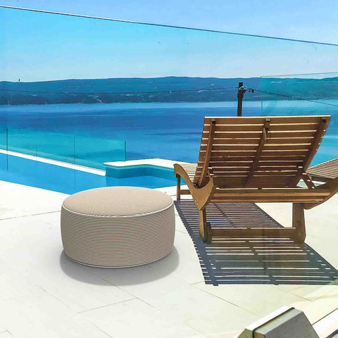 Inflatable-Ottoman-Stripe-Beige in pool