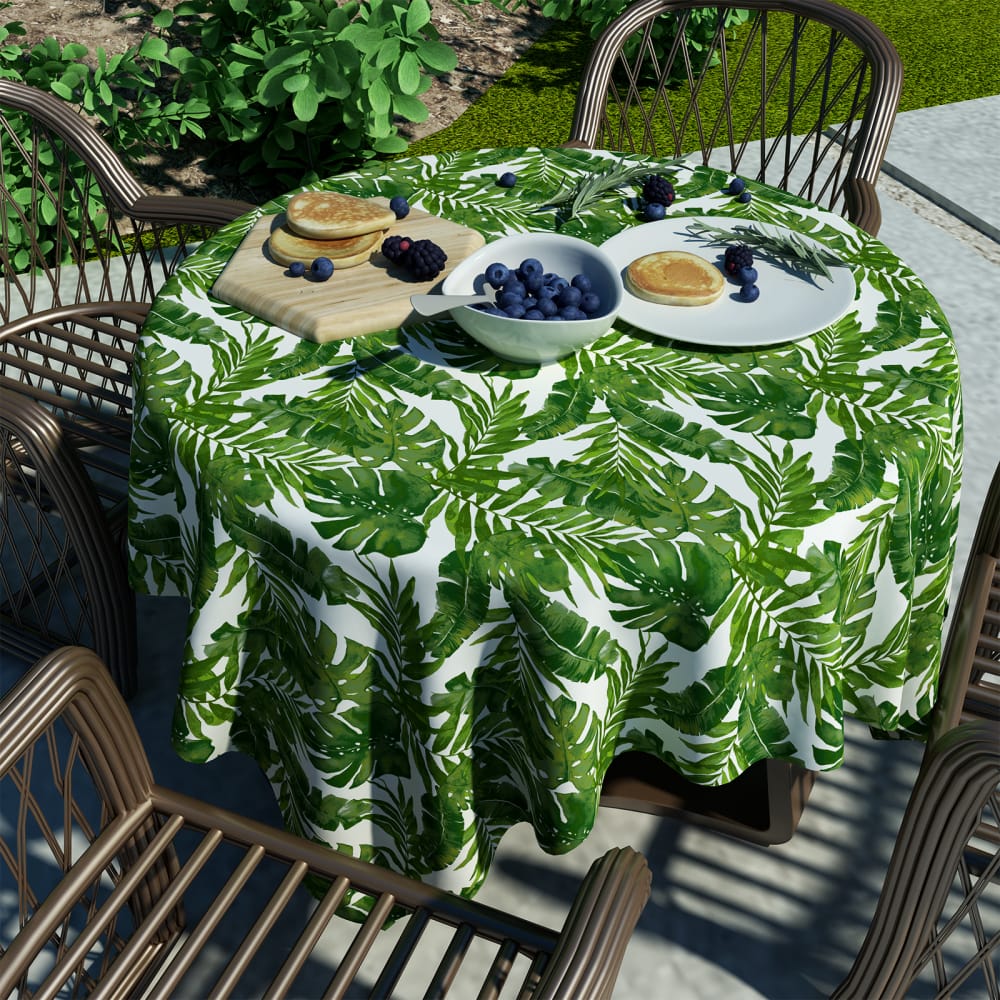 LVTXIII Outdoor/Indoor Round Tablecloth 60 Palm Green