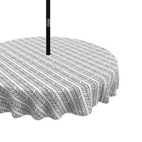 Round Table Covers|LVTXIII Outdoor-Herringbone-Black-White
