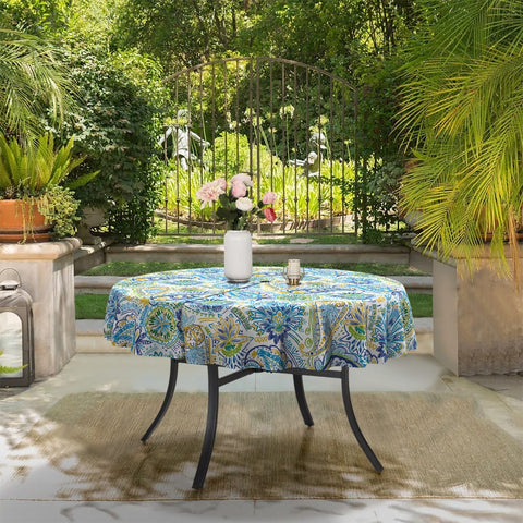 Round Table Covers|LVTXIII Outdoor-tablecloth and flowers