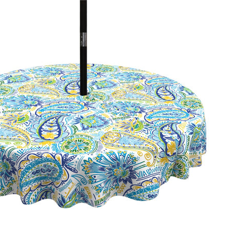 Round Table Covers|LVTXIII Outdoor-Paisley-Blue