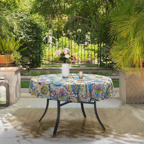 Round Table Covers|LVTXIII Outdoor-tablecloth and flowers
