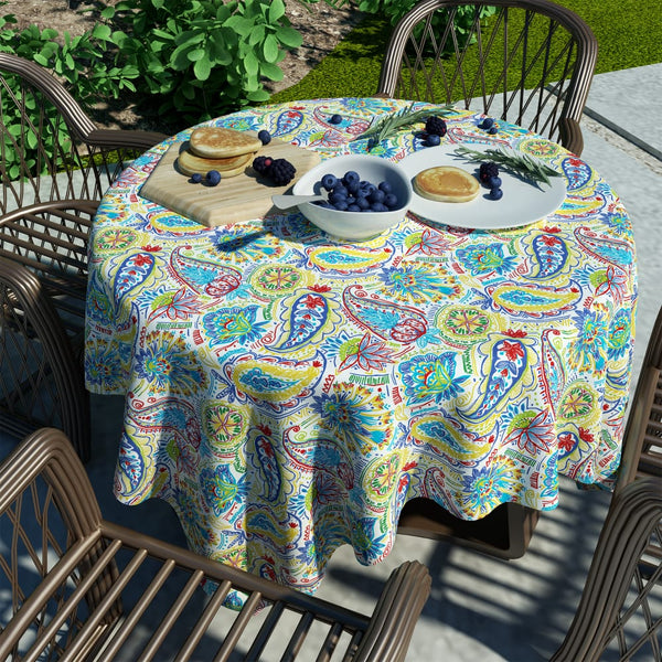 LVTXIII Outdoor/Indoor Round Tablecloth 60 Paisley Chili