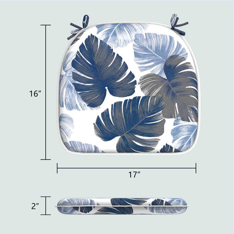 Patio Chair Pads blue leaves size