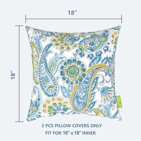 LVTXIII Outdoor Throw Pillow Covers 18" x 18" Light Paisley (Pack of 2)