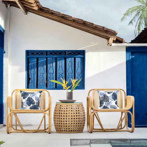 LVTXIII Outdoor Throw Pillow Covers 18" x 18" Blue Monstera (Pack of 2)