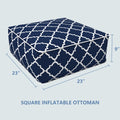 Square Inflatable Ottoman Size Geomentry Navy