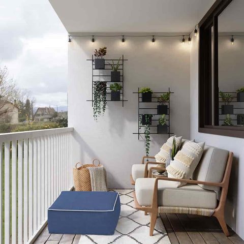 square inflatable ottoman in patio