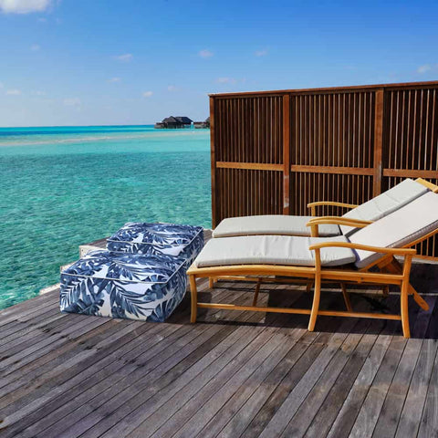 Square Inflatable Ottoman Pebble Blue deck