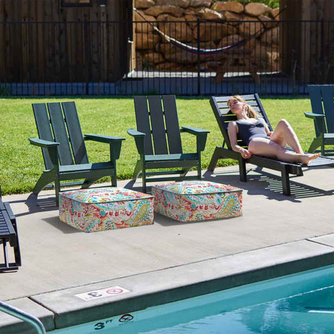 Square Inflatable Ottoman Pretty Paisley Outdoor