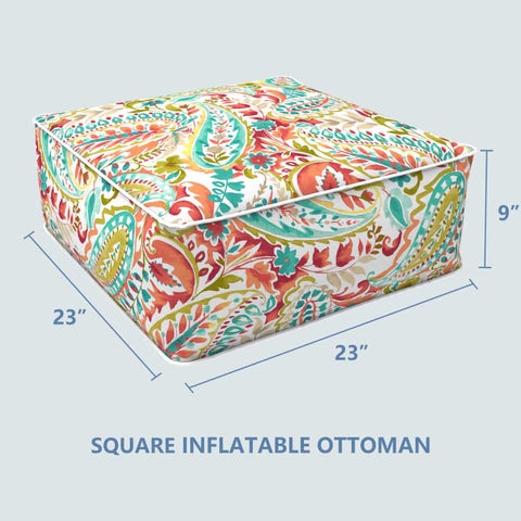 Square Inflatable Ottoman Pretty Paisley Size