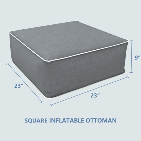 Square Inflatable Ottoman Strip Grey LVTXIII Outdoor