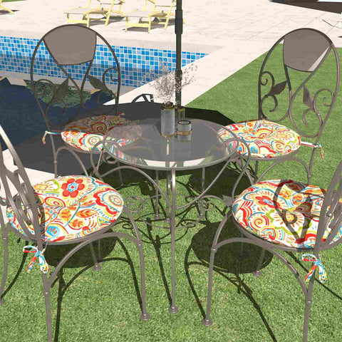 LVTXIII Outdoor Round Bistro Seat Cushions 15"x15"x4" Flower Multi （Set of 2）