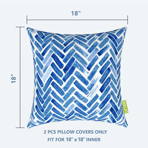 LVTXIII Outdoor Throw Pillow Covers 18" x 18" Blue Bricks (Pack of 2)