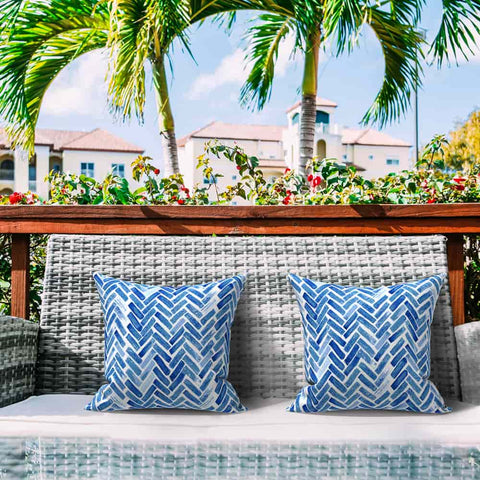 LVTXIII Outdoor Throw Pillow Covers 18" x 18" Blue Bricks (Pack of 2)