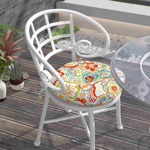 LVTXIII Outdoor Round Bistro Seat Cushions 15"x15"x4" Flower Multi （Set of 2）