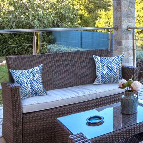 LVTXIII Outdoor Throw Pillow Covers 18" x 18" Blue Bricks (Pack of 2)