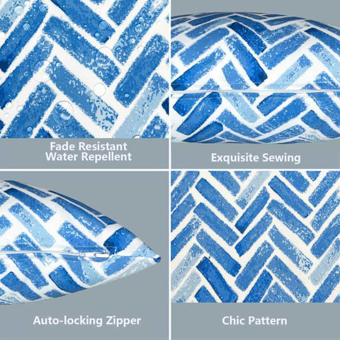 LVTXIII Outdoor Throw Pillow Covers 18" x 18" Blue Bricks (Pack of 2)