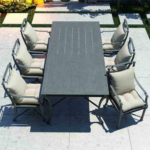 Beige Strip Seat Cushions patio