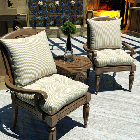 Beige Strip Seat Cushions with chair