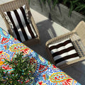 black and white striped chair pads with chair
