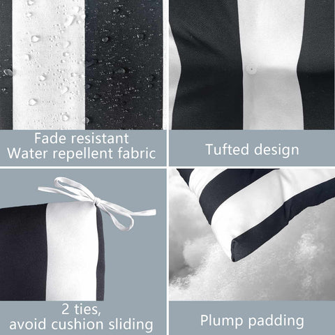black and white striped chair pads watreproof