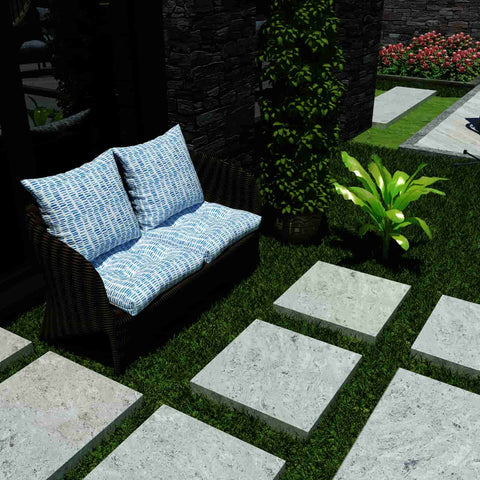 blue seat cushion on chair