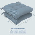 LVTXIII Outdoor U-Shape Tufted Seat Cushions 19”x19”x5”Stripe Navy （Set of 2）