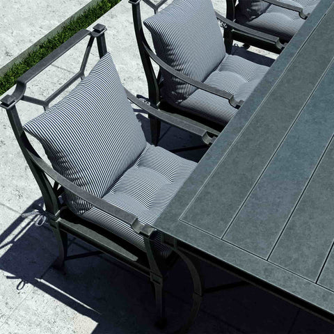 LVTXIII Outdoor U-Shape Tufted Seat Cushions 19”x19”x5”Stripe Navy （Set of 2）
