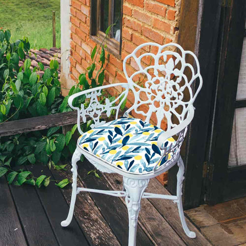 Blue Seat Cushions on desk
