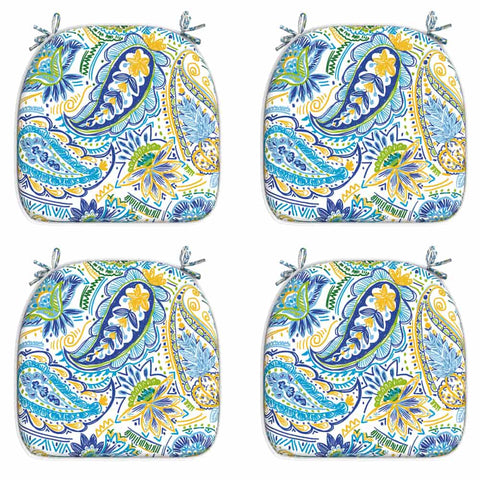 LVTXIII Outdoor Seat Cushions Patio 16"x17" Paisley Blue (Set of 2)