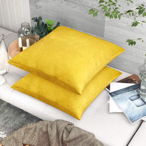 LVTXIII Outdoor Indoor Velvet Square Pillow Covers Yellow (Pack of 2)