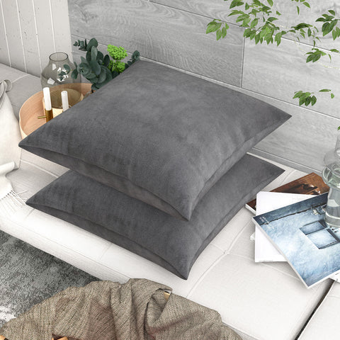 LVTXIII Outdoor Indoor Velvet Square Pillow Covers Dark Grey (Pack of 2)