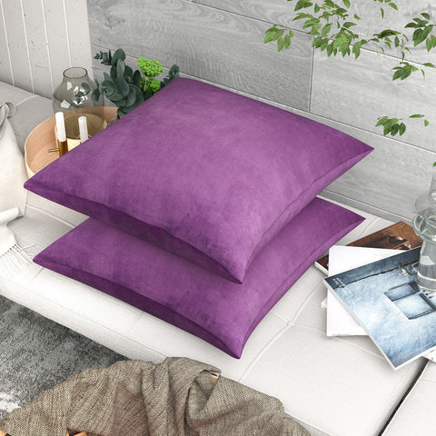 LVTXIII Outdoor Indoor Velvet Square Pillow Covers Purple (Pack of 2)