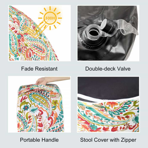 Inflatable Ottoman Warm Paisley details