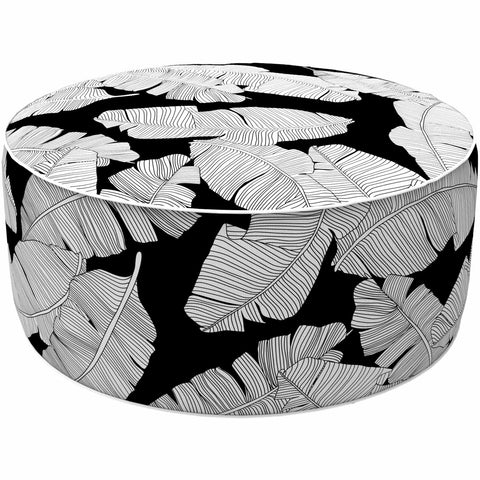 Inflatable Ottoman Black Lush Leaf Jungle 
