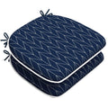 Livingsunrise Chair Pads Herringbone Navy / Set of 2 Livingsunrise Indoor/Outdoor Seat Cushions, Patio Chair Pads with Ties for Home Office and Patio Garden Furniture Decoration 16"x17", Herringbone Navy, Set of 2/Set of 4