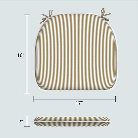 Livingsunrise Chair Pads Livingsunrise Indoor/Outdoor Seat Cushions, Patio Chair Pads with Ties for Home Office and Patio Garden Furniture Decoration 16"x17", Stripe Beige, Set of 2/Set of 4