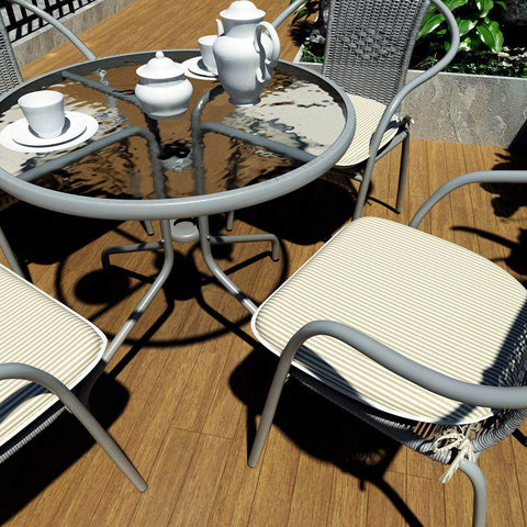 Livingsunrise Chair Pads Livingsunrise Indoor/Outdoor Seat Cushions, Patio Chair Pads with Ties for Home Office and Patio Garden Furniture Decoration 16"x17", Stripe Beige, Set of 2/Set of 4